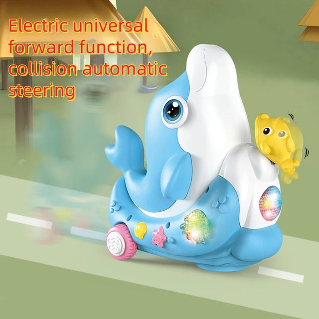 Electric 3D Cool Light Dolphin for Kids Levitation Blow Ball Function Collision Auto Steering Baby boy girl birthday gift