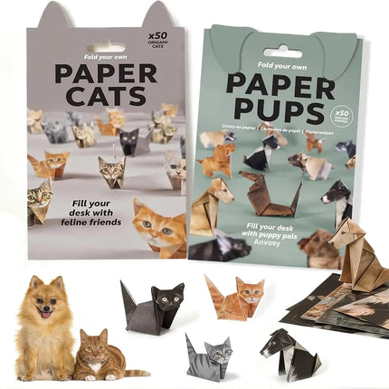 50pcs/Set 3D Cute Origami Cats and Dogs, Creative DIY Origami Kit, Fun Activities for Adults and Children, Desktop Decoration, Pet Lover's Gift, Christmas Gift, Home Decor