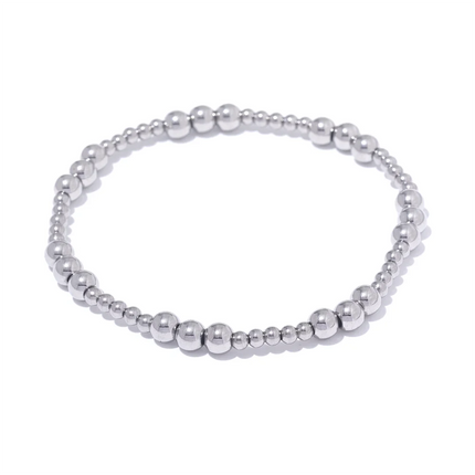 Yhpup 3/4/5/6 MM Stainless Steel Beads Daily Handmade Elastic Bracelet Bangle Waterproof Wrist Wholesale Gold Color Jewelry Men