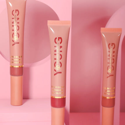 YOUNG VISION  6 color Liquid Water Brightening Lip Color Plush Brush Head Squeezing Lip Color Moisturizing  Lip Glaze