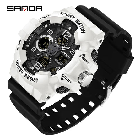 SANDA LED Digital Men Watch G Style Military Sports Electronic Double Display Date waterproof Quartz Watch Relogio Masculino