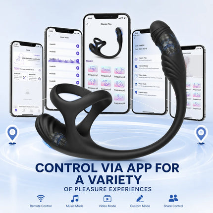 Anal Vibrator for Men Gay Prostate Massager With 10 Vibrating Cock Ring APP 10 Intense Rotating Male Sex Toy Butt Plug for Men