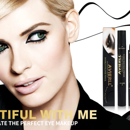 Waterproof 2-in-1 Winged Eyeliner Stamp - Long-Lasting, Quick Flick, Smudge-Proof, Natural Cat Eye & Vamp black Eyeliner pencil