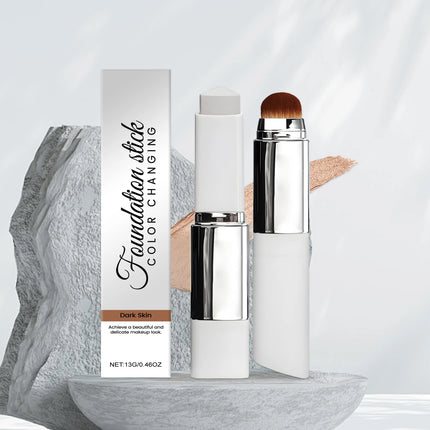 Foundation Make-Up Stick Double Head with Brush 3 Colors Lightweight Moisturizing Brighten Matte Concealer 2IN1 Foundation Stick