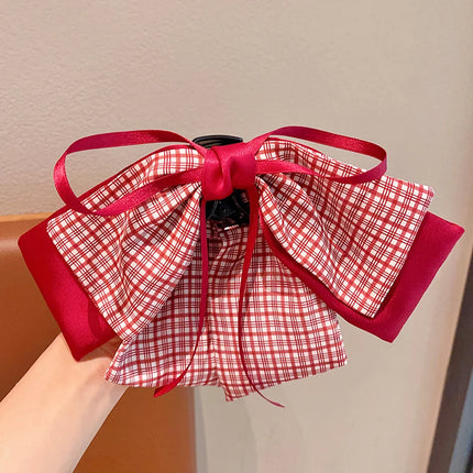 Sweet Hair Grab Girl Princess Red Bow Hairpin Polka Dot Children's Hair Clip Student Hair Claw For Kids