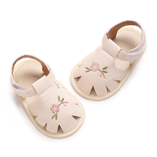 Spring and Summer New Baby Korean Version Flower Embroidered Princess Shoes For Women's Soft Soled Baby Walking Shoes