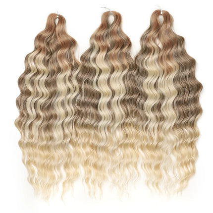 FREEDOM Synthetic Braiding Hair Extensions Deep Wavy 24 inch Long Curly Braids Hair Ombre Brown Rainbow Twist Crochet Hair