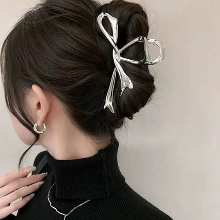 2024 New Vintage Ribbon Bow Hair Claws Exquisite Metal Hair Clip Clasp Hairpins For Women Hair Accessories Barrettes Shark Clips