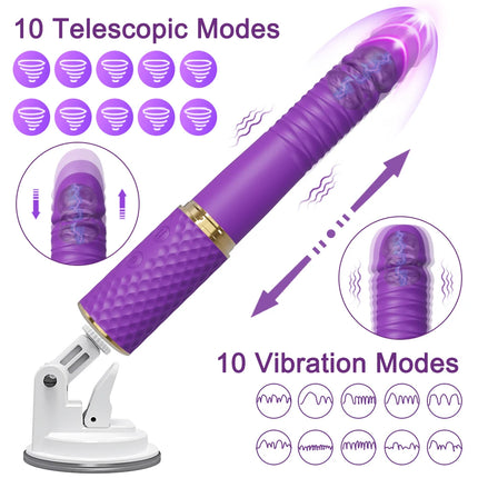 Beginner Automatic Telescopic Dildo Vibrator With Suction Cup G Spot Orgasm Massager Anal Plug Stimulator Sex Toy for Women 18+
