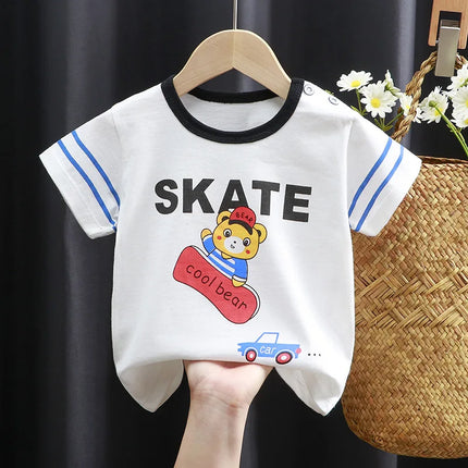 2025 Cotton Children Top For Summer 0-4Y Baby Clothes Cartoon Bears Graphic T Shirts Boys Wear Tees Kids Girls Clothes Korean