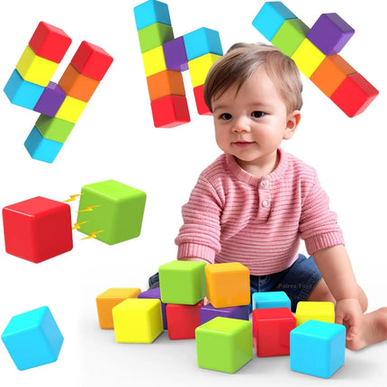 12PCS Magnetic Blocks, Gifts for 3 4 5 6 Year Old, Magnet Building Blocks for Toddlers Girls & Boys, Sensory - Montessori