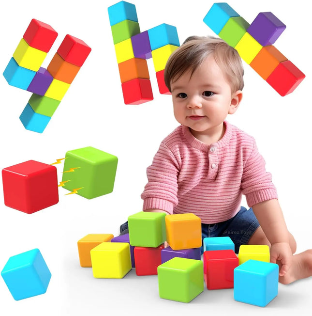 12PCS Magnetic Blocks, Gifts for 3 4 5 6 Year Old, Magnet Building Blocks for Toddlers Girls & Boys, Sensory - Montessori