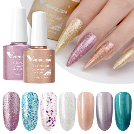 #758 Milky White Venalisa Nail Gel Polish Pearl Color Fall Nails TPO Free Long Wear Diamond Top Soak Off UV LED Gel Nail 7.5ml