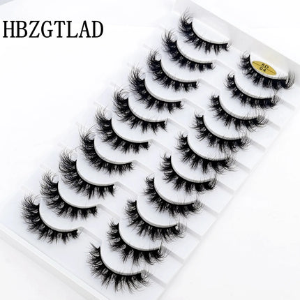 10 Pairs Mink Fake Eyelashes Faux 3D Natural Long False Eyelashes 3d Mink Lashes Soft Fluffy Lashes Extension Makeup Kit Cilios