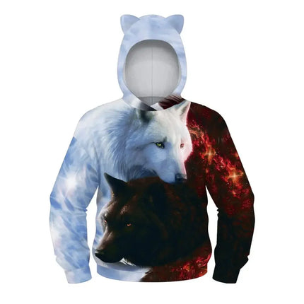 Autumn Winter Children's Sport Hoodies Kids 3D Print Loose Coat Junior Child Long Sleeve Sweatshirt 5-12y Boy&Girl's Hooded Tops