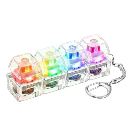 `Clickable Keyboard Keychain LED Light - Stress Anxiety Relief Fidget Toy, Portable Desktop Accessory for Office Decoration Gift