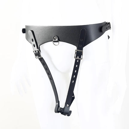Adjustable Leather Chastity Panty Harness BDSM Bondage Restraint Gear Adult Sex Toy for Women Men Fetish Role Play Accessory