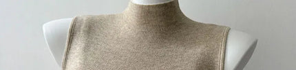 Korean Sle Knitted Vest Women's Base Layer Tank Top Svel f High Collar Spring Autumn Winter Inner And Outer Wear