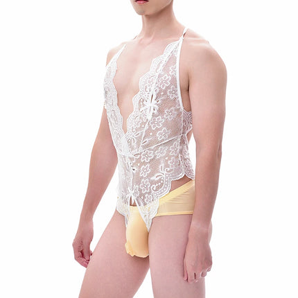 For Men 18 Adult Transparent Sexy Lingerie Hot Erotic Underwear Sexy Costume Lace Open Crotch Lingerie Set Bodysuit Lingerie