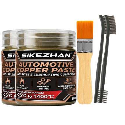 SIKEZHAN High-Temp Copper Grease 1400°C, Anti-Seize Lubricant for Car Brakes,Exhaust,Spark Plugs & Bolts with Applicator Brushes