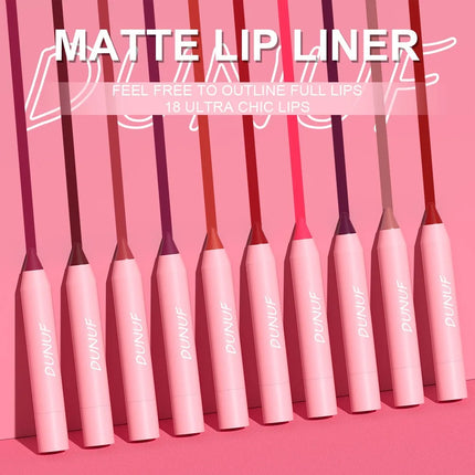 18-Colors Lipstick Pencil Waterproof Sexy Red Matte Contour Tint Lipstick Lasting Non-stick Cup Lipliner Pen Lip Makeup Cosmetic