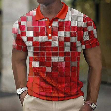 Men's Polo Shirt Colours Polo Shirt Lapel Button Up Polos Golf Shirt Graphic Prints Geometry Turndown High Quality Mens Clothes