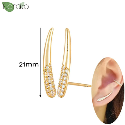 925 Silver Needle Fashion Heart Gold Color Stud Earrings for Women Exquisite Zircon Small Earrings Luxury Ear Piercing Jewelry