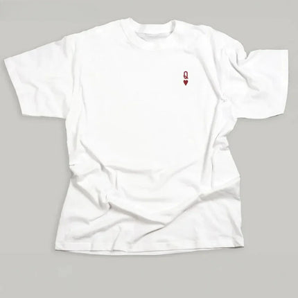 Queen of Hearts Letter T Shirts Female White Tops Short Sleeve Casual Shirt Women Graphic Tees Female Clothing