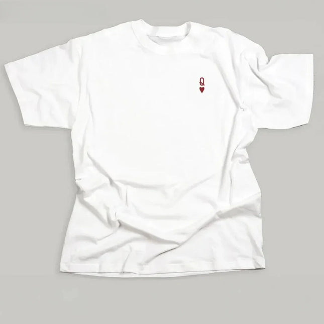 Queen of Hearts Letter T Shirts Female White Tops Short Sleeve Casual Shirt Women Graphic Tees Female Clothing