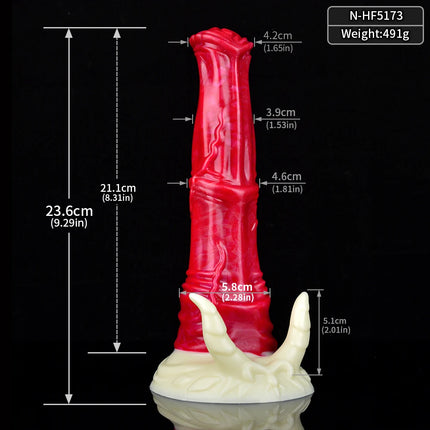 FAAK Colorful Silicone Ribbed Fantasy Horse Knot Dildo with Suction Cup Anal Sex Toys Soft Girthy Huge Fake Penis for Women