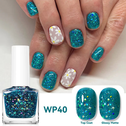 LILYCUTE 7ml Holographics Nail Polish Colorful Shining Effect Air Dry Glitter Nail Art Varnish No Need Lamp Nail Care Polish
