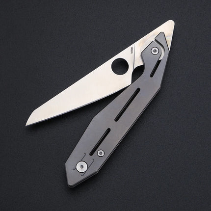 Titanium handle folding knife, high hardness M398 steel blade pocket knife, lightweight knife