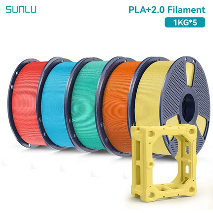 SUNLU 5KG PLA Plus 2.0 3D Printer Filament 1.75mm 1000g Spool (2.2lbs) Neatly Arranged No Knot Filament Fit Most FDM Printer