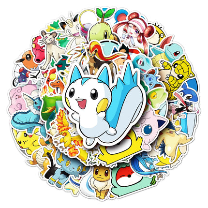 50PCS Pokémon Stickers - Pokémon Animation Decorative Stickers. For daily decorations like water cups, refrigerators, etc.