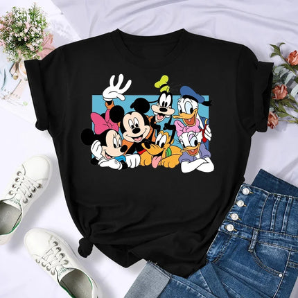 Family Vacation T Shirt Kawaii Mickey Minnie Donald Duck Daisy Print Fashion Clothes Casual Women T-shirt Camiseta Mujer