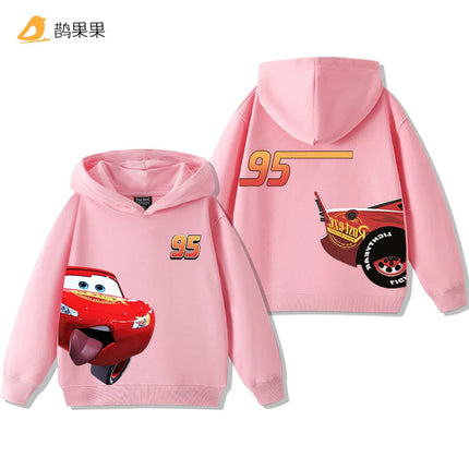 Cars Lightning McQueen Fun Printed Kids Boys Girls Hooded Sweatshirt Fall and Winter Casual Fashion Warm Student Hoodie