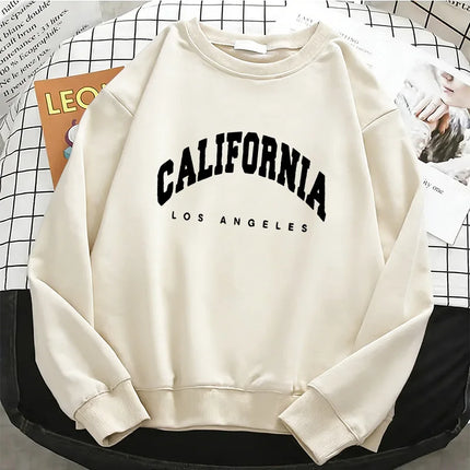 Trendy California Los Angeles  Womens Hoodies Fashion Fleece Sweatshirt Soft 90s O-Neck Pullover Casual Female Clothes