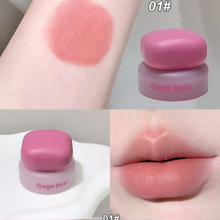 Matte Velvet Mist Cheek Lip Mud Natural Nude Multi-purpose Blush Orange Brown Solid Lip Gloss Tint Lasting Shading Korean Makeup