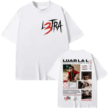 Rap Singer Luar La L Poster Pattern T-shirt Music Album L3TRA Printed T-shirt 2025 Summer Men's Women's Cotton Hip-hop T-shirt