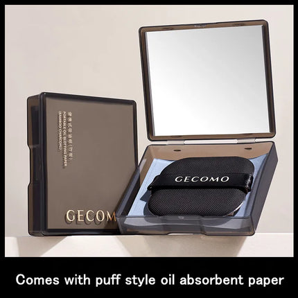 100 Sheets Bamboo Charcoal Oil Absorbing Paper Portable Powder Puff Mirror Facial Refreshing Oil Control Makeup Setting Sponge