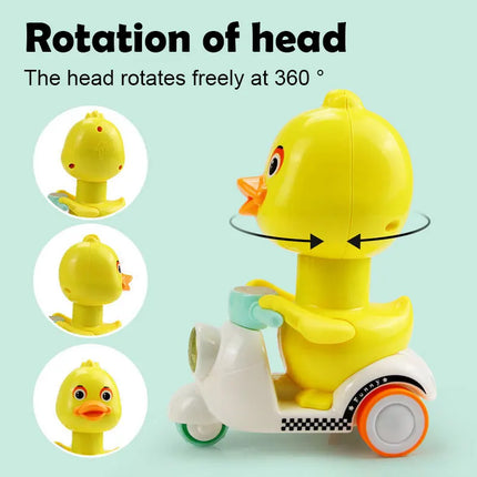 Hot Sale Cute Duck Inertia Motorcycle Car, Rotatable Press Head, Anti-Collision Anti-Drop Mini Vehicle, Educational Toy For Kids