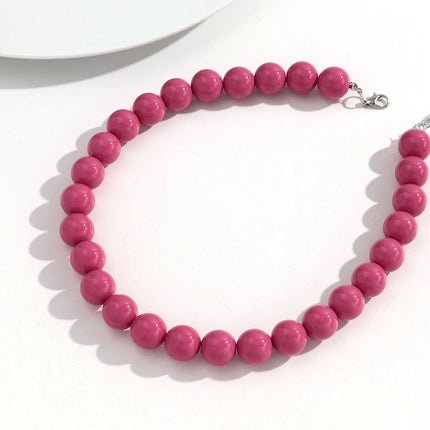 Boho Colorful Acrylic Big Ball Bead Chain Necklace Trendy Handmade Round Choker Necklaces for Women Man Statement Jewelry Gift
