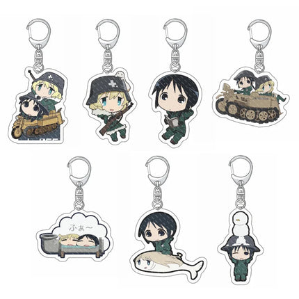 Fashion Anime Girls Last Tour Keychain Kawaii Chito and Yuri Cartoon Figures Acrylic Pendant Key Chain Backpack Bag Ornament