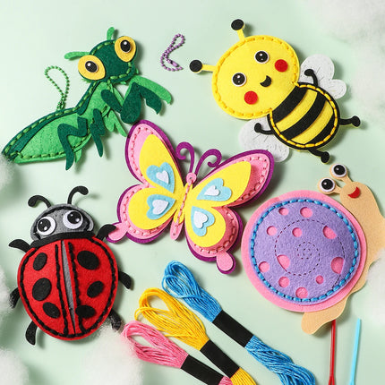 5-piece DIY Insect Sewing Kit; Beginner Hand-Sewing Materials for Sewing Fun; Cute Insect-Shaped Pouch for Gifts; Creative Handi
