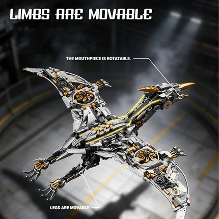 MOC Mechanical Pterodactyl Building Blocks Flying Dinosaur Robot Model With Movable Joints Creative Desktop Decor Gift For Kids