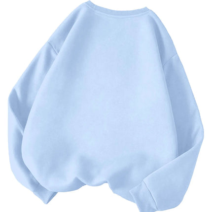 Trendy Light Blue Oversized Sweatshirt for Women Loose Casual Top