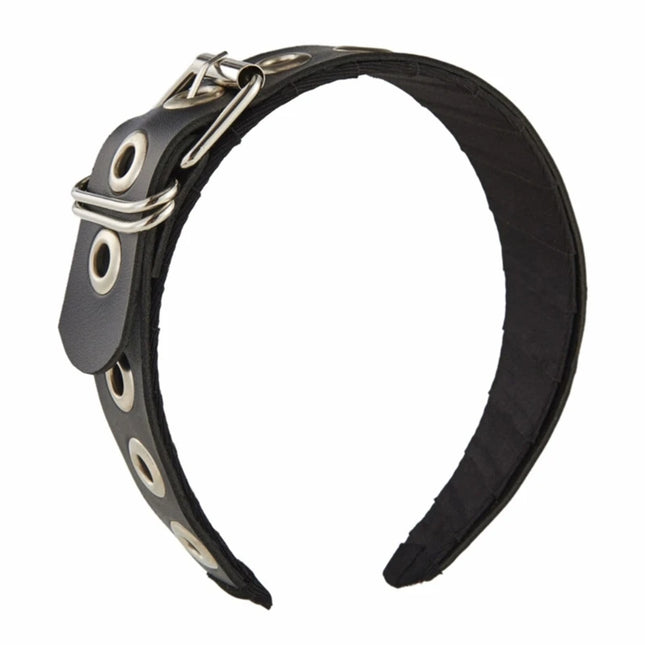 PU Leather Headband Gothic Tiaras Leather Buckle Headband Rock Headband Punk Headband Steampunk PU Leather Headpiece