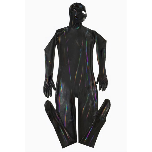 Men's Sexy PVC Latex Zentai Bodysuit Wetlook Faux Leather Back Zipper Catsuit Open Eyes Full Body Jumpsuit Costume New
