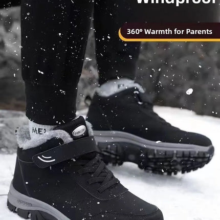 Men's Winter Thick Bottom Snow Boots Warm Fleece Lined Casual Sports Shoes Outdoor Anti-slip Cotton Shoes round Toe Flat Heel