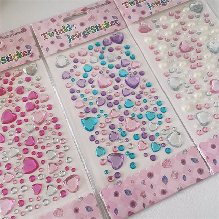 Large Love Diamond Sticker Ins3D Korean Diamond Decorative Handbook Sticker Face Sticker Children's and Girls' Crystal Diamonds